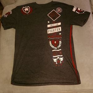 American Fighter Tshirt, Medium,  red and gray graphics